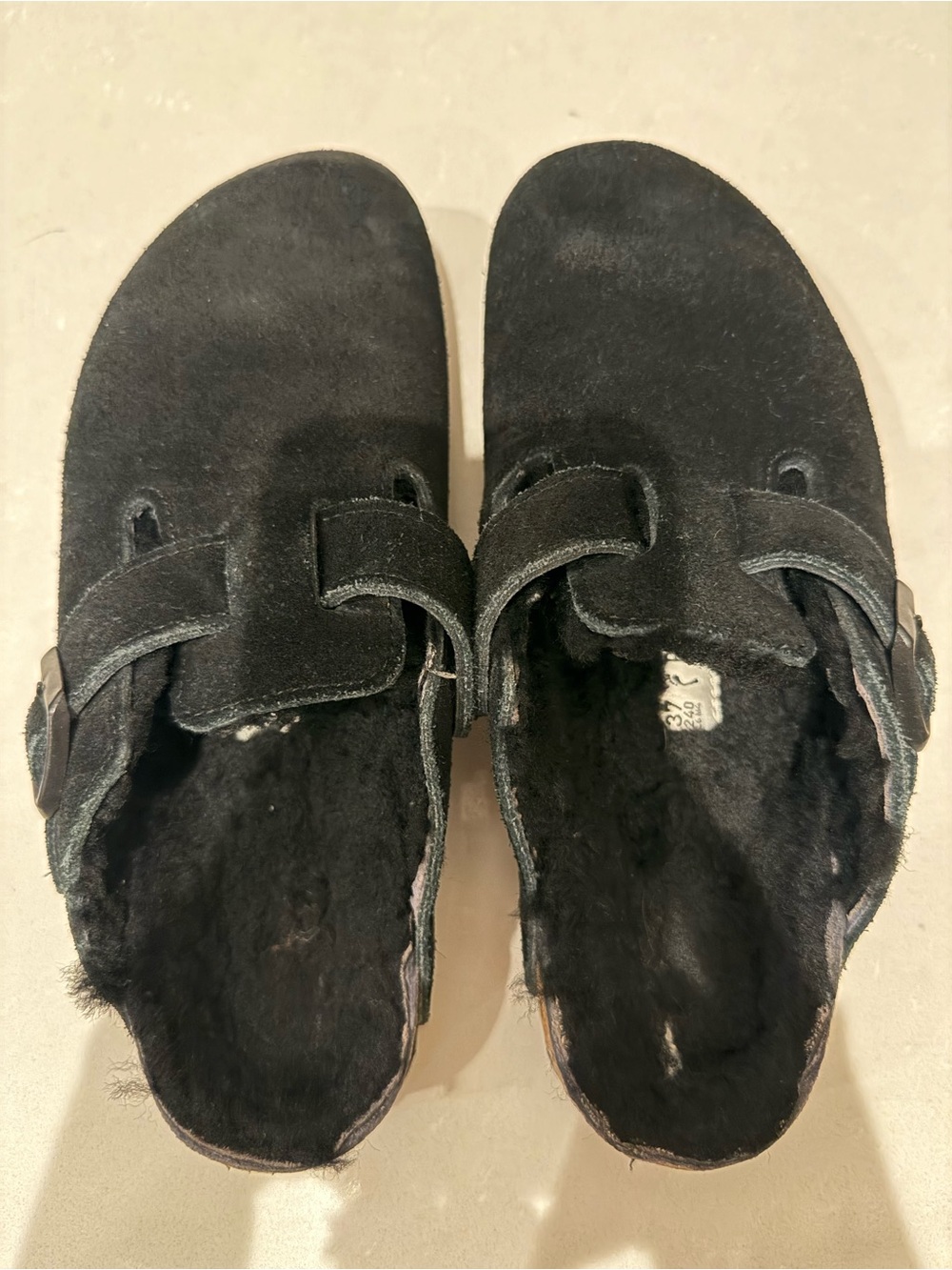 Birkenstock Boston Shearling Suede Leather Black 37
